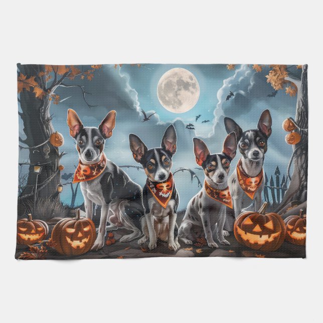 Rat Terrier Halloween Spooky Geschirrtuch (Horizontal)