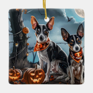 Rat Terrier Halloween Spooky Keramikornament
