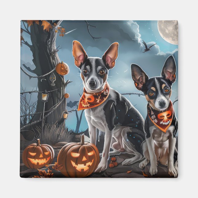 Rat Terrier Halloween Spooky Magnet (Vorne)