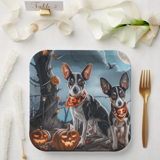 Rat Terrier Halloween Spooky Pappteller (Hochzeit)