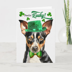 Rat Terrier Hund fühlt sich glücklich am St. Patri Feiertagskarte
