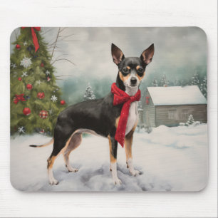 Rat Terrier Hund im Schnee Weihnachten Mousepad
