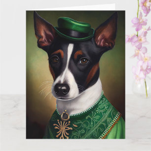 Rat-Terrier-Hund im St. Patrick’s Day-Kleid Karte