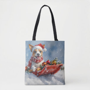 Rat Terrier Hund in Sledge Let it Snow Weihnachten