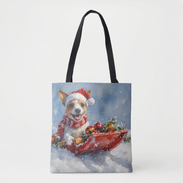 Rat Terrier Hund in Sledge Let it Snow Weihnachten (Vorderseite)