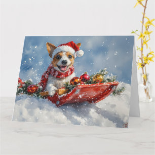 Rat Terrier Hund in Sledge Let it Snow Weihnachten Karte