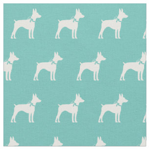 Rat Terrier Hund Silhouette Haustier Aquamarin Stoff