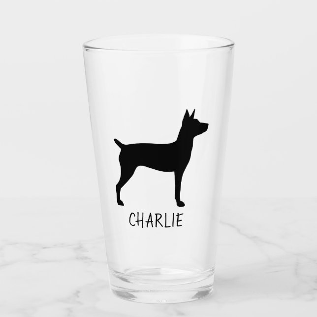 Rat Terrier Hund Silhouette Personalisiertes Trink Glas (Vorderseite)