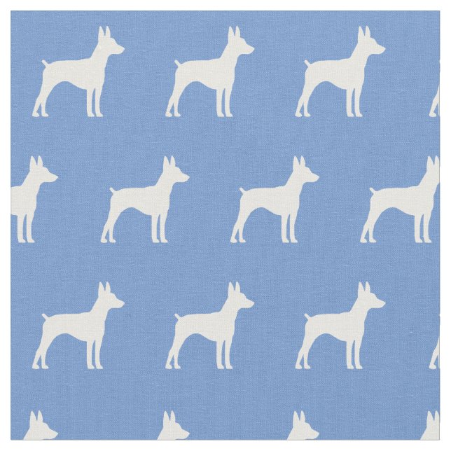 Rat Terrier Hund Silhouette Pet Light Blue Stoff (Nahaufnahme)