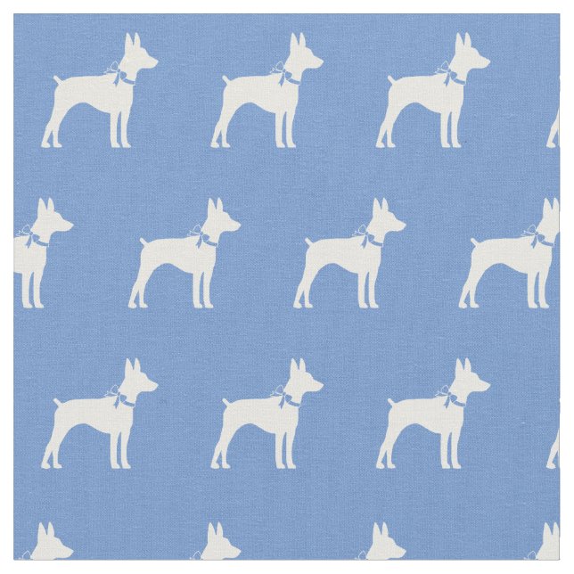 Rat Terrier Hund Silhouette Pet Light Blue Stoff (Nahaufnahme)