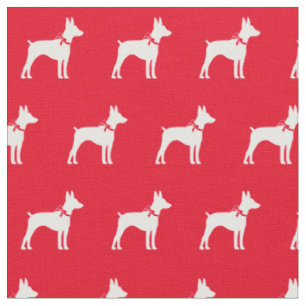 Rat Terrier Hund Silhouette Rotes Tier Stoff