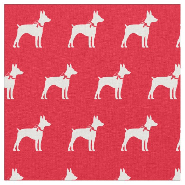 Rat Terrier Hund Silhouette Rotes Tier Stoff (Nahaufnahme)