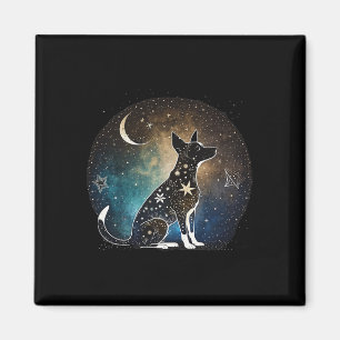 Rat Terrier Hund Yoga Sterne Mond Zen Galaxie Spla Magnet