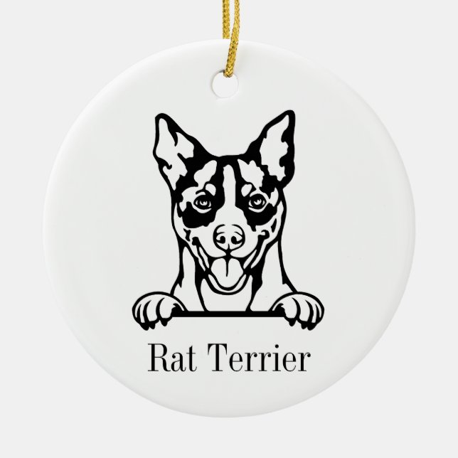 Rat Terrier Hundeschmuck Keramik Ornament (Vorne)