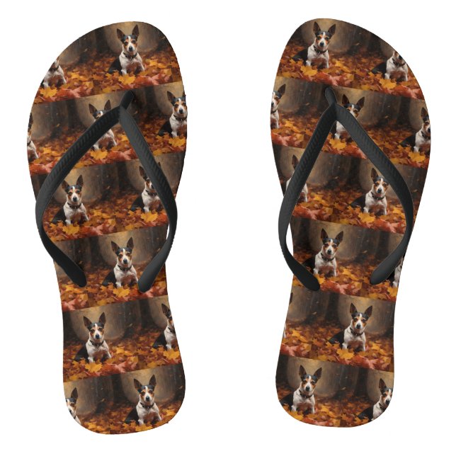 Rat Terrier im Herbst Leaves Fall Inspiriert Flip Flops (Fußbett)