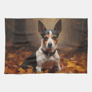 Rat Terrier im Herbst Leaves Fall Inspiriert Geschirrtuch