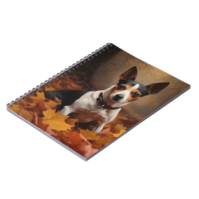 Rat Terrier im Herbst Leaves Fall Inspiriert Notizblock (Linke Seite)