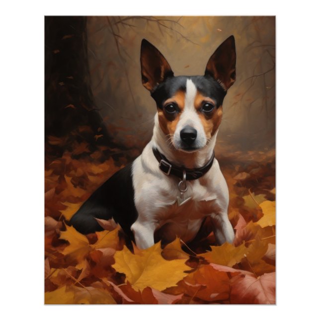 Rat Terrier im Herbst Leaves Fall Inspiriert Poster (Vorderseite)