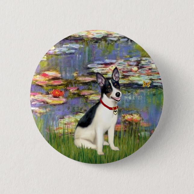 Rat Terrier - Lilies 2 Button (Vorderseite)