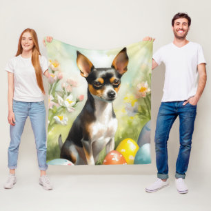 Rat Terrier mit Ostereier Fleecedecke