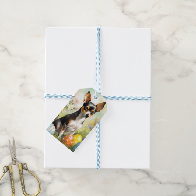 Rat Terrier mit Ostereier Geschenkanhänger (Mit Garn)