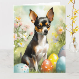Rat Terrier mit Ostereier Karte