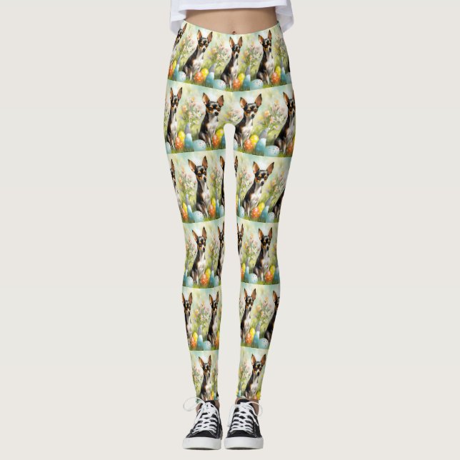 Rat Terrier mit Ostereier Leggings (Vorderseite)
