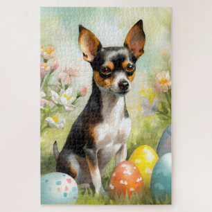 Rat Terrier mit Ostereier Puzzle