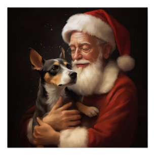 Rat Terrier mit Santa Claus Festive Weihnachten Poster