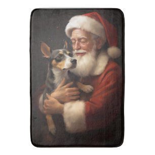 Rat Terrier mit Weihnachtsmann Weihnachten Badematte