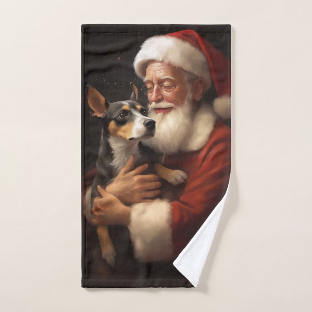 Rat Terrier mit Weihnachtsmann Weihnachten Badhandtuch Set (Handtuch)