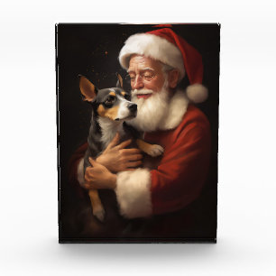 Rat Terrier mit Weihnachtsmann Weihnachten Fotoblock