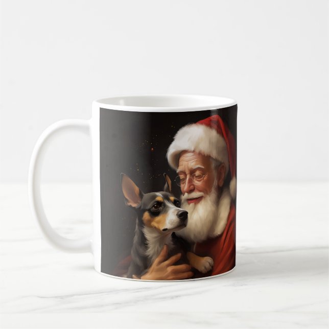 Rat Terrier mit Weihnachtsmann Weihnachten Kaffeetasse (Links)