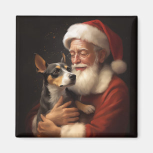 Rat Terrier mit Weihnachtsmann Weihnachten Magnet