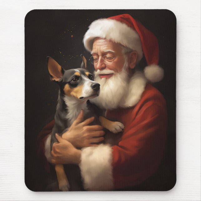 Rat Terrier mit Weihnachtsmann Weihnachten Mousepad (Vorne)