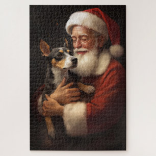Rat Terrier mit Weihnachtsmann Weihnachten Puzzle