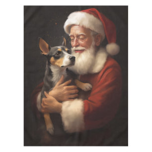 Rat Terrier mit Weihnachtsmann Weihnachten Tischdecke