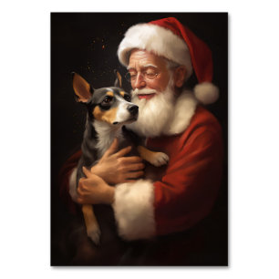 Rat Terrier mit Weihnachtsmann Weihnachten Tischnummer