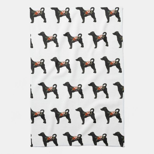 Rat Terrier NN Dog Boho Silhouette Geschirrtuch (Vertikal)