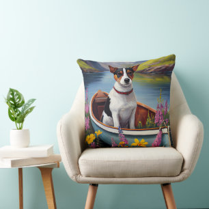 Rat Terrier on a Paddle: Ein Landschaftliches Aben Kissen