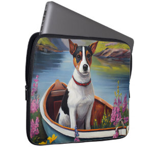 Rat Terrier on a Paddle: Ein Landschaftliches Aben Laptopschutzhülle