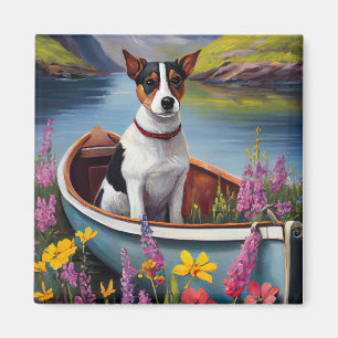 Rat Terrier on a Paddle: Ein Landschaftliches Aben Magnet