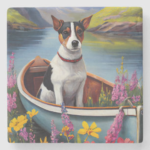 Rat Terrier on a Paddle: Ein Landschaftliches Aben Steinuntersetzer
