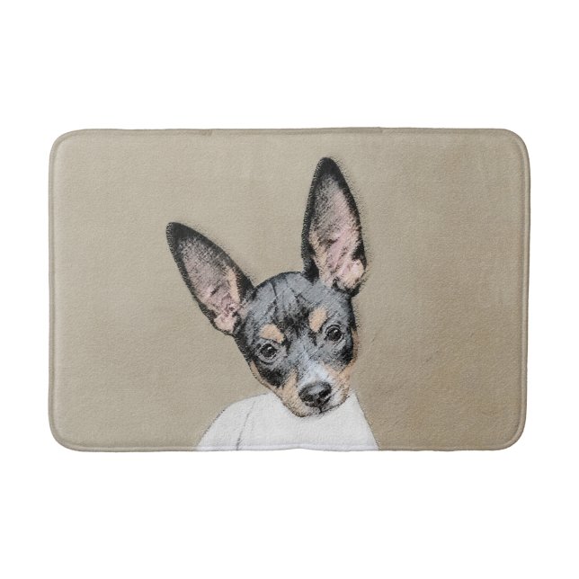 Rat Terrier Painting - Niedliche Original Dog Art Badematte (Vorderseite)