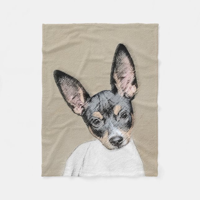 Rat Terrier Painting - Niedliche Original Dog Art Fleecedecke (Vorderseite)