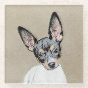 Rat Terrier Painting - Niedliche Original Dog Art Glasuntersetzer