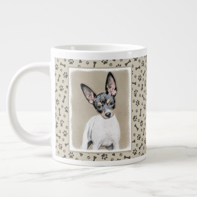 Rat Terrier Painting - Niedliche Original Dog Art Jumbo-Tasse (Links)