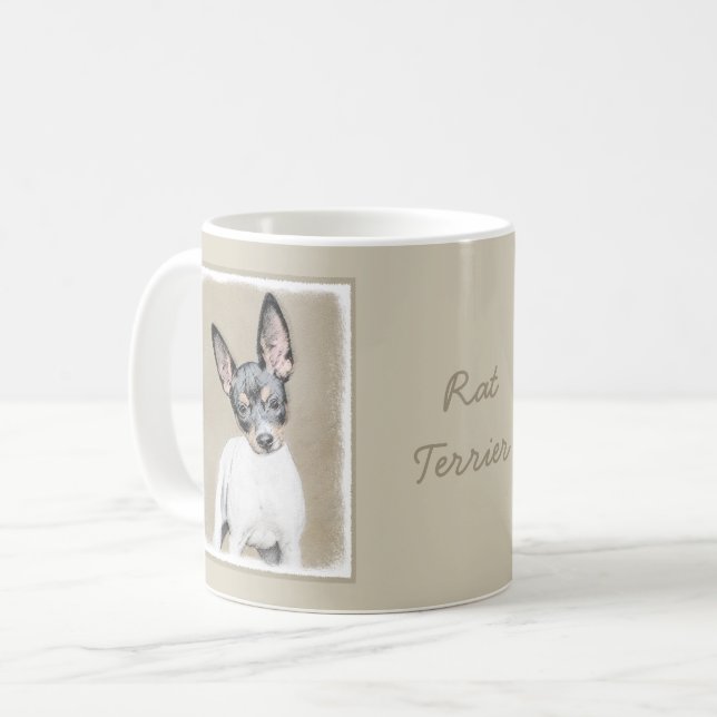 Rat Terrier Painting - Niedliche Original Dog Art Kaffeetasse (Vorderseite Links)
