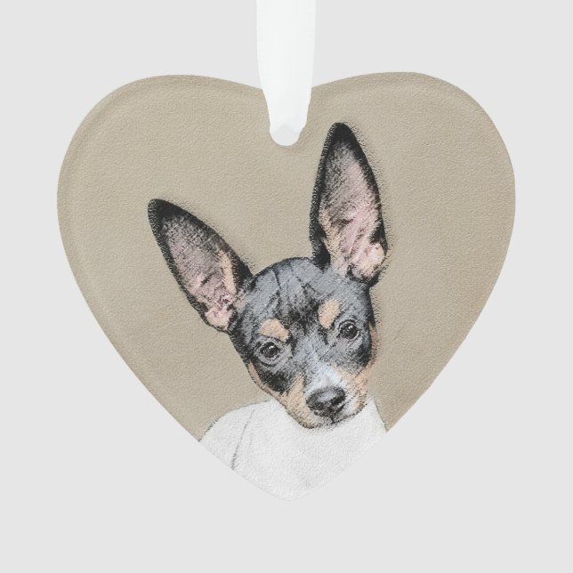 Rat Terrier Painting - Niedliche Original Dog Art Ornament (Vorderseite)