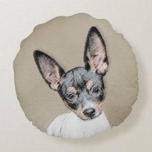 Rat Terrier Painting - Niedliche Original Dog Art Rundes Kissen